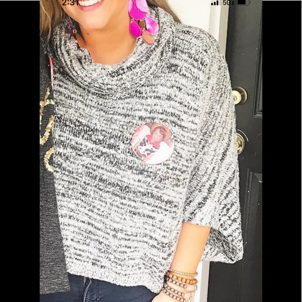 Poncho Cowl Neck Sweater